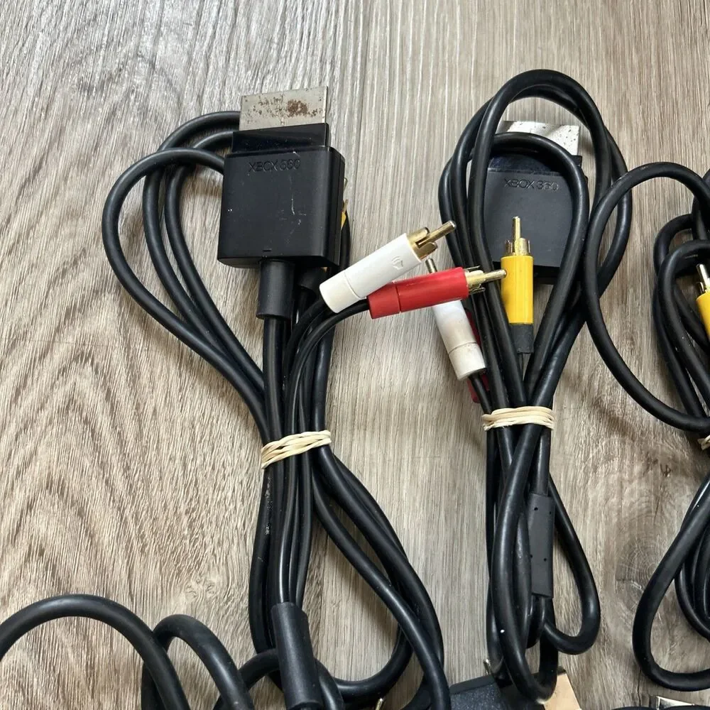 Microsoft Original Xbox & 360 Composite AV Cables Lot of 8 RCA Cords Tested